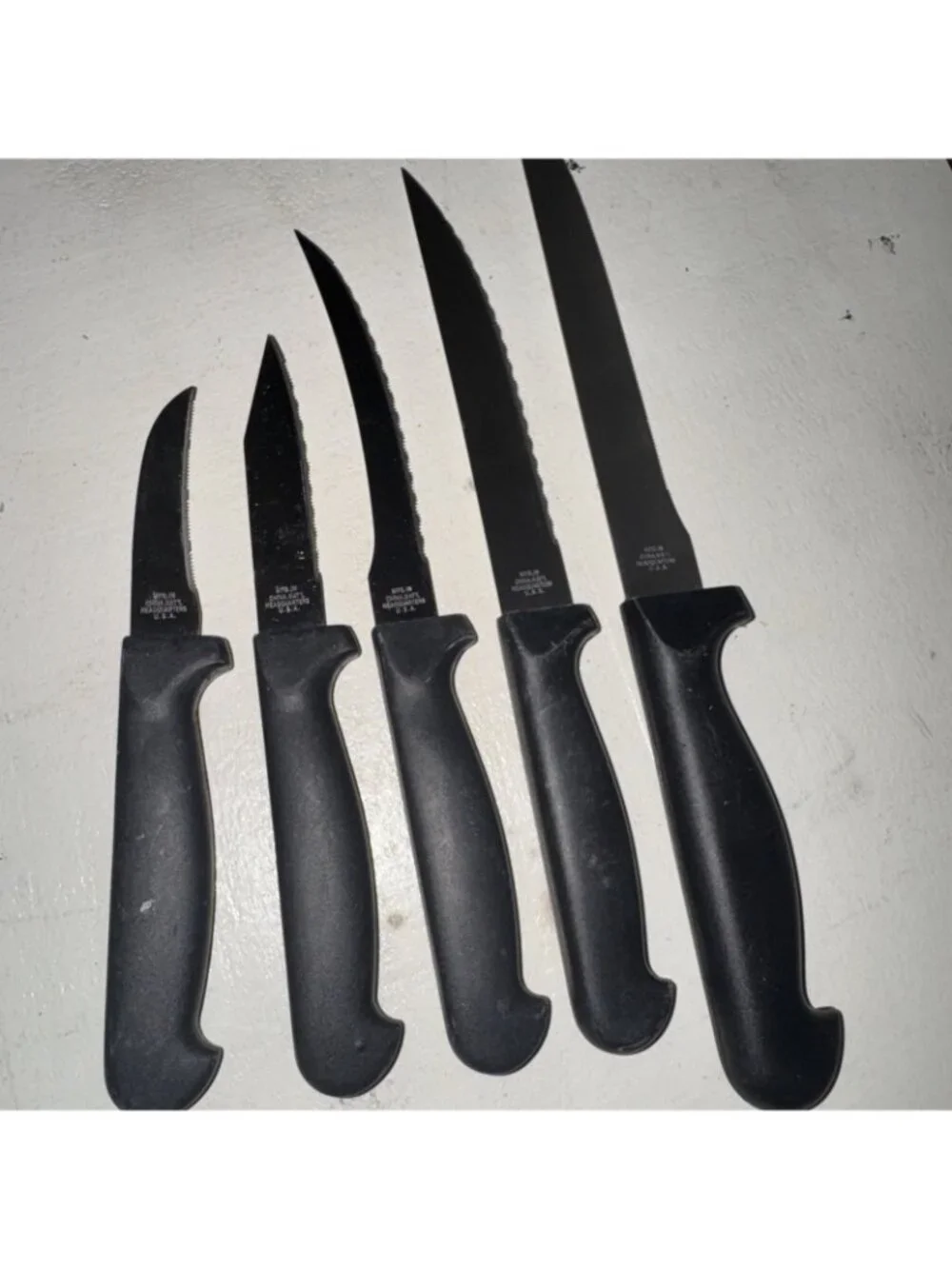 9 Piece Diamond Cut Knife Lot Chef Serrated Steak Kitchen Paring Knives